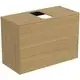 Holzschrank in heller Eiche mit zwei Schubladen und einer Öffnung oben. Teil der Ideal Standard Einrichtung für Badezimmer.